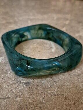 Teal Bangle Bracelet- Marbled